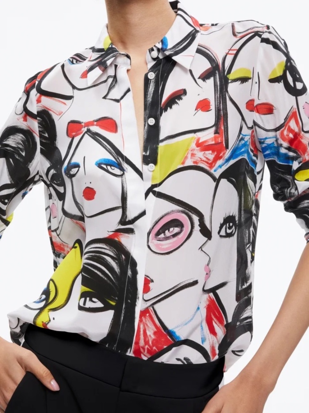 Alice + Olivia Blair Z Willa Silk Top size M - Picture 2 of 14